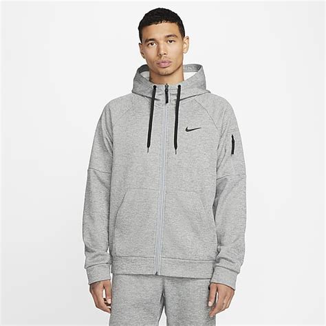 fitness hoodie met rits voor heren grijs nike|Grijze hoodies en sweaters voor heren .